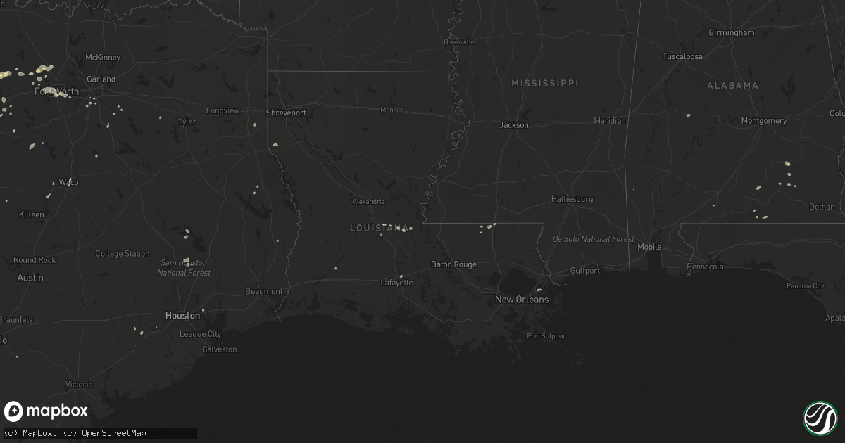 Hail map in Louisiana on June 24, 2014