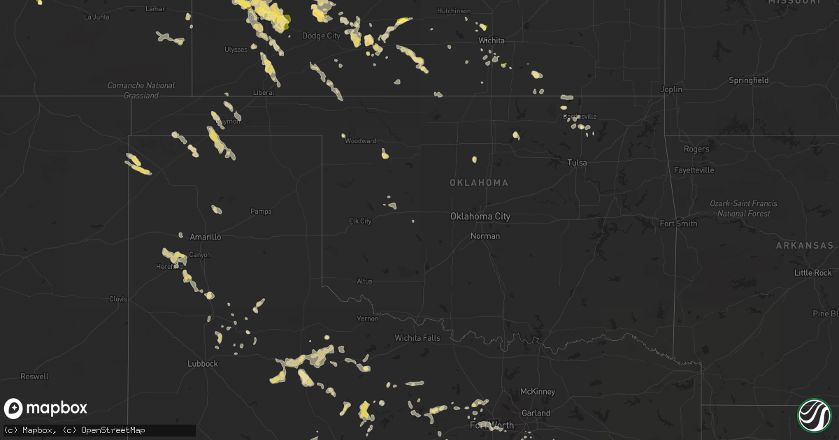 Hail map in Oklahoma on June 24, 2014