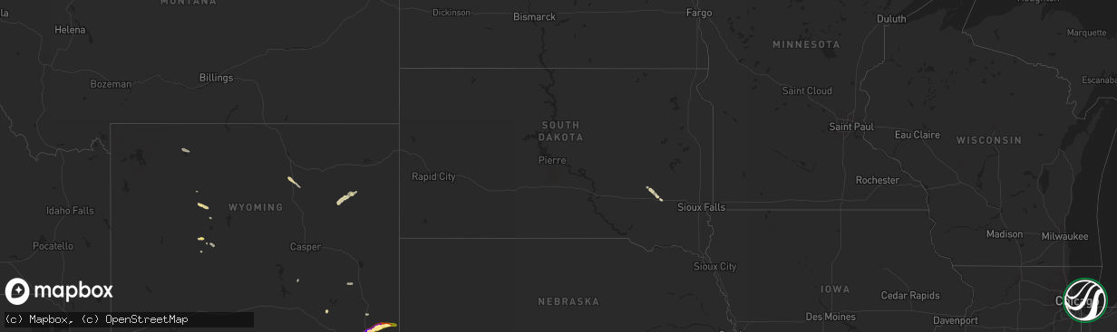 Hail map in South Dakota on June 24, 2014