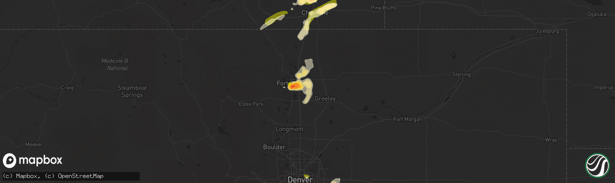 Hail map in Windsor, CO on June 24, 2014