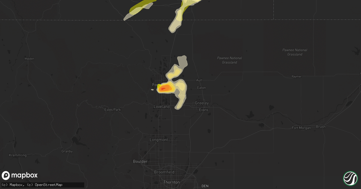 Hail map in Windsor, CO on June 24, 2014