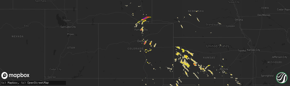 Hail map on June 24, 2014