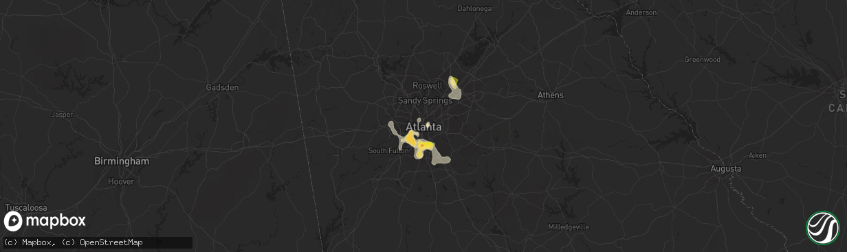 Hail map in Atlanta, GA on June 24, 2015