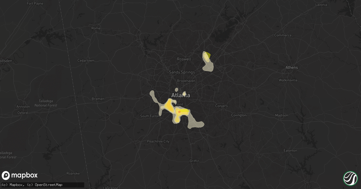 Hail map in Atlanta, GA on June 24, 2015