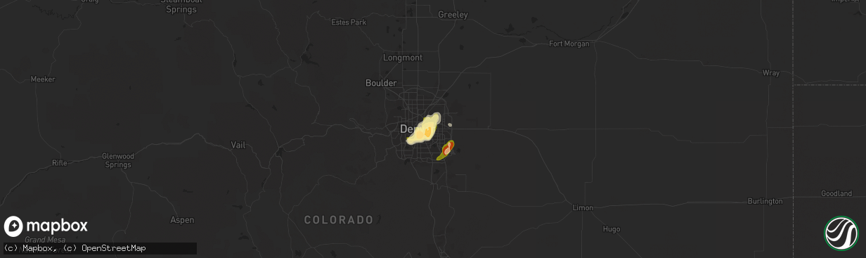 Hail map in Aurora, CO on June 24, 2015