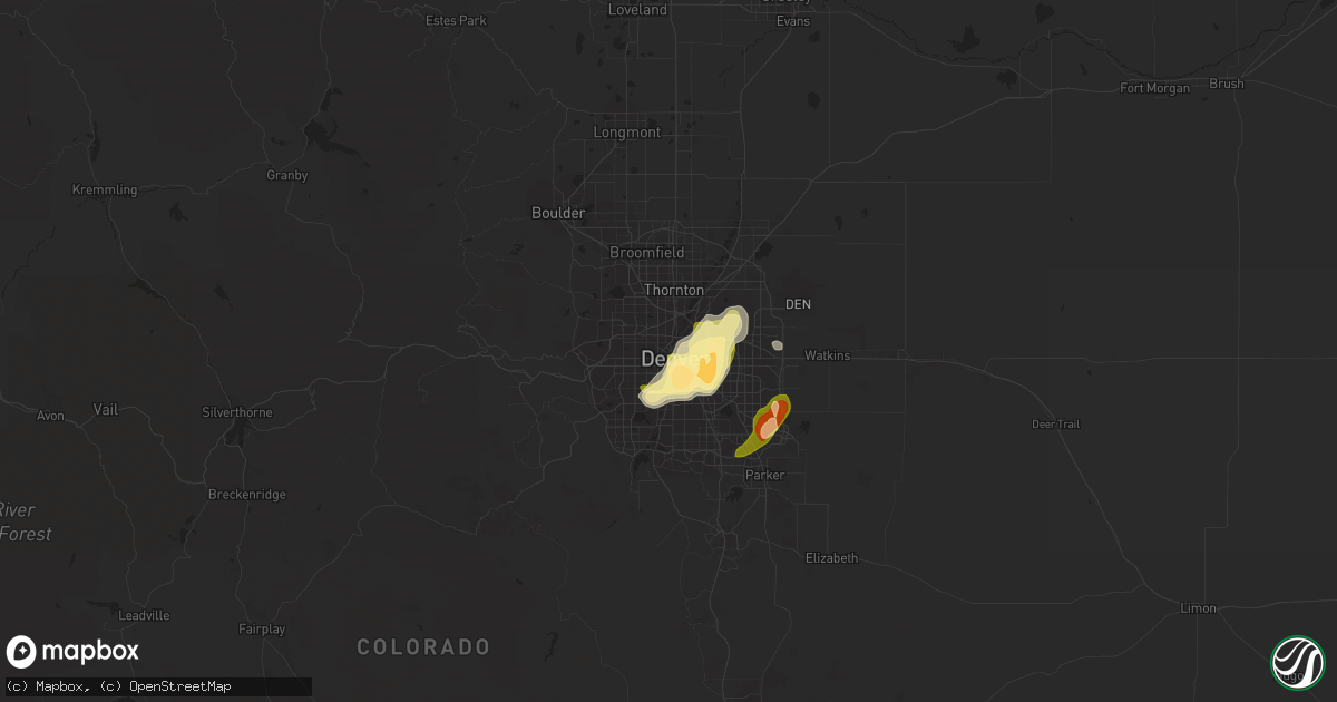 Hail map in Denver, CO on June 24, 2015