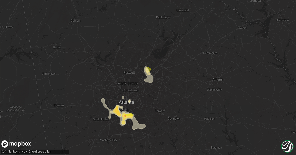 Hail map in Duluth, GA on June 24, 2015