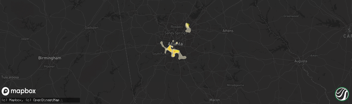 Hail map in Forest Park, GA on June 24, 2015