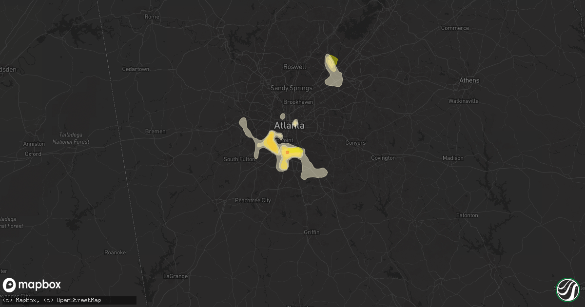 Hail map in Forest Park, GA on June 24, 2015