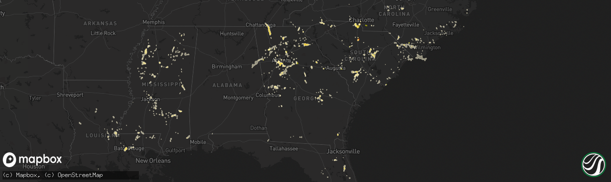 Hail map in Georgia on June 24, 2015