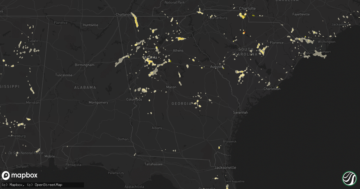 Hail map in Georgia on June 24, 2015