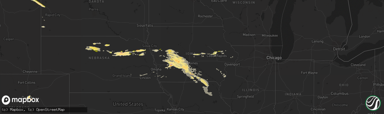 Hail map in Iowa on June 24, 2015