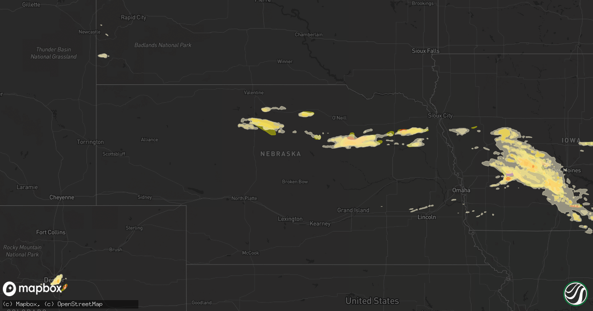 Hail map in Nebraska on June 24, 2015