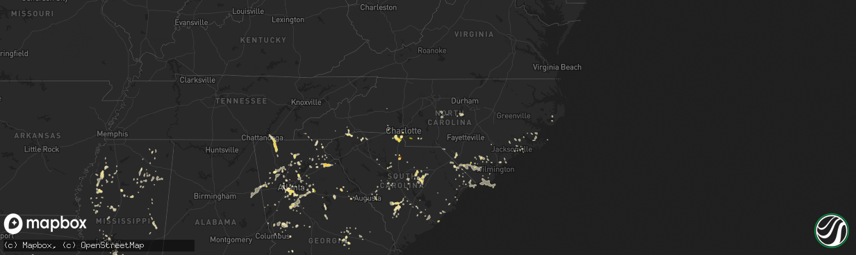 Hail map in North Carolina on June 24, 2015