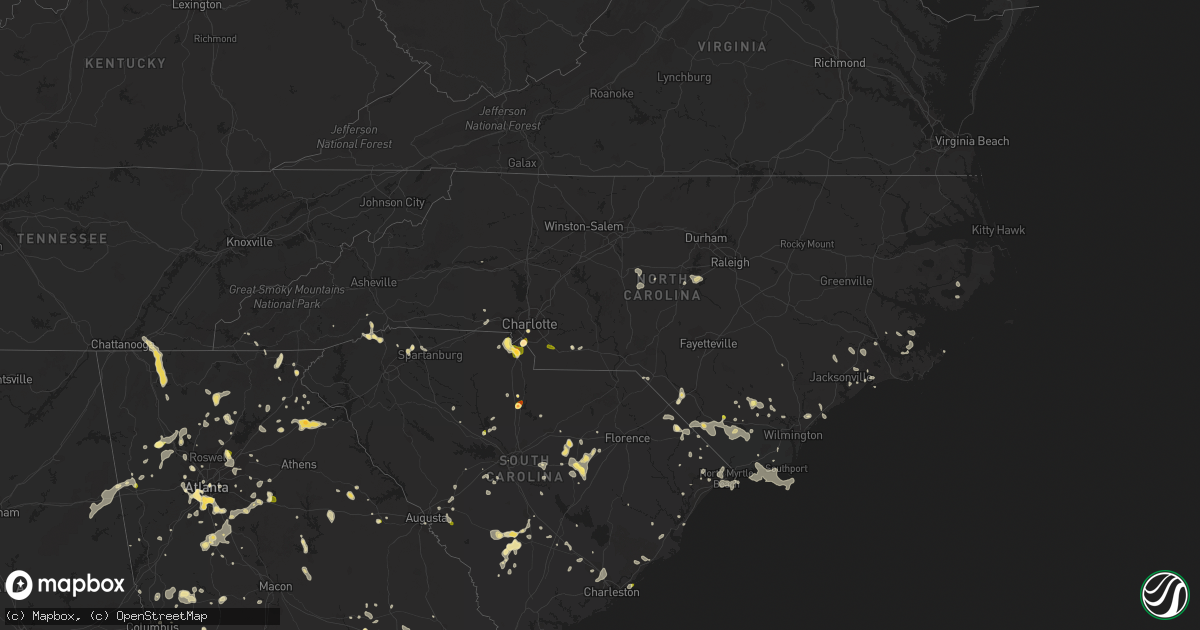 Hail map in North Carolina on June 24, 2015