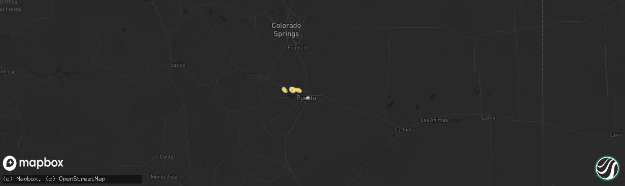 Hail map in Pueblo, CO on June 24, 2015