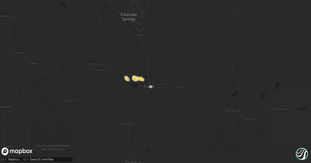 Hail map in Pueblo, CO on June 24, 2015