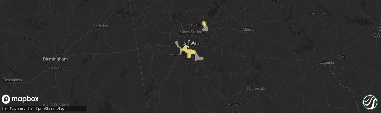 Hail map in Riverdale, GA on June 24, 2015