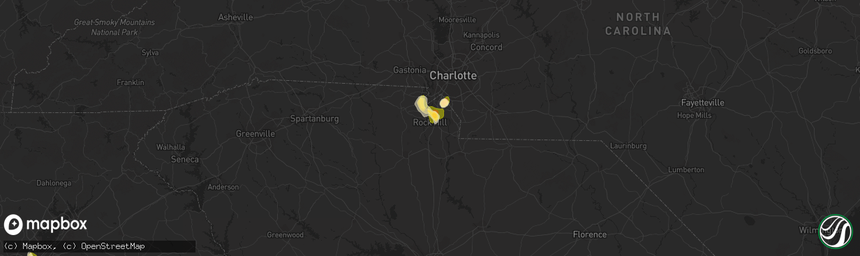 Hail map in Rock Hill, SC on June 24, 2015