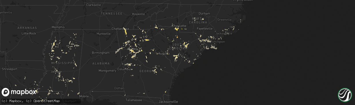 Hail map in South Carolina on June 24, 2015