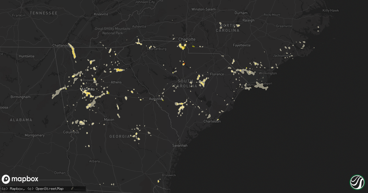 Hail map in South Carolina on June 24, 2015