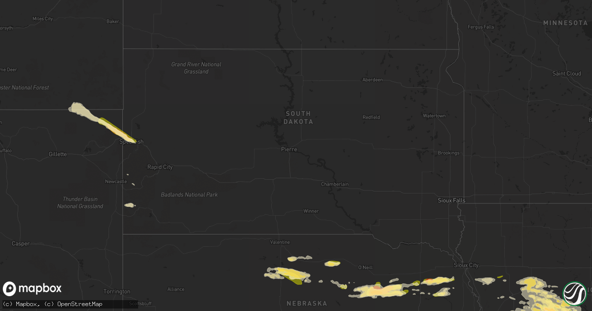 Hail map in South Dakota on June 24, 2015