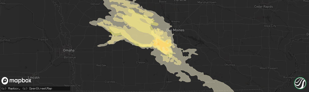 Hail map in Winterset, IA on June 24, 2015