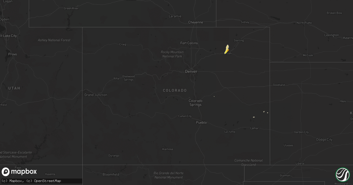 Hail map in Colorado on June 24, 2016