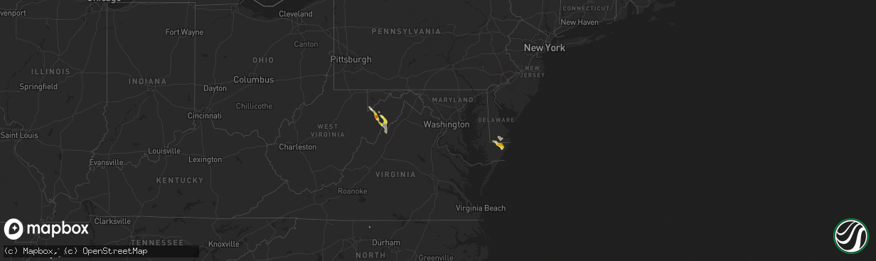 Hail map in Maryland on June 24, 2016