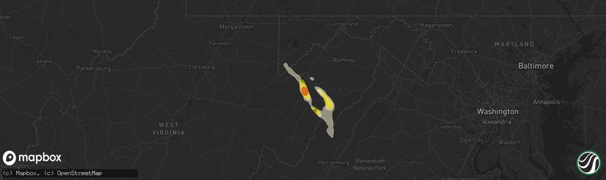 Hail map in Maysville, WV on June 24, 2016