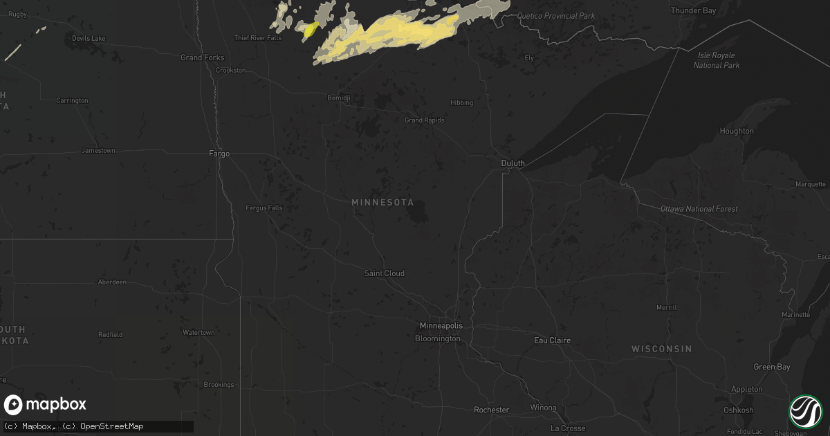 Hail map in Minnesota on June 24, 2016
