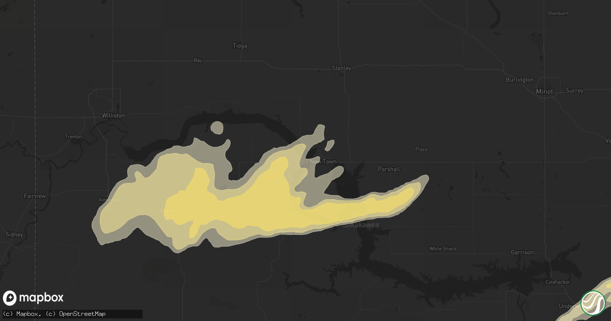 Hail map in New Town, ND on June 24, 2016