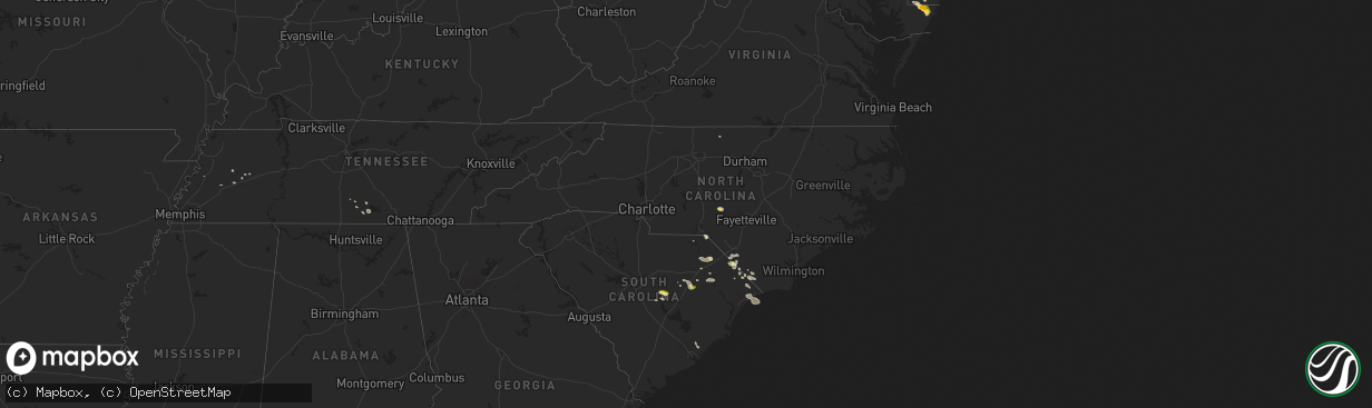 Hail map in North Carolina on June 24, 2016