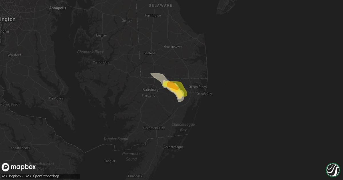 Hail map in Pittsville, MD on June 24, 2016