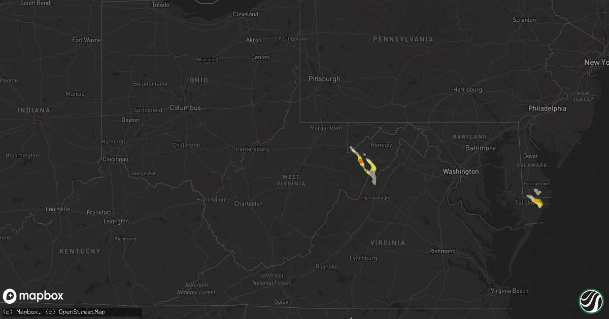 Hail map in West Virginia on June 24, 2016
