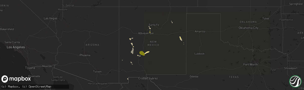 Hail map in New Mexico on June 24, 2017