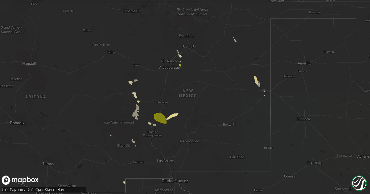 Hail map in New Mexico on June 24, 2017