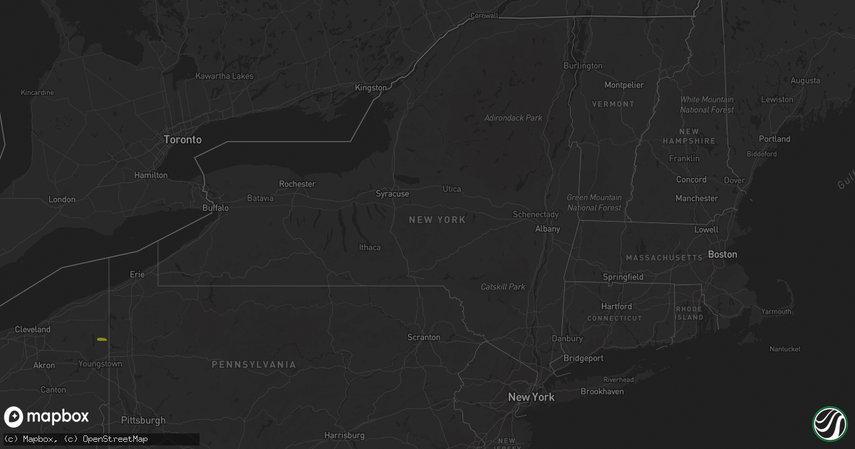 Hail map in New York on June 24, 2017