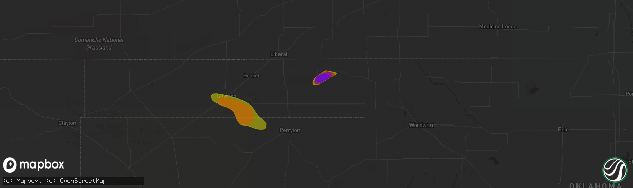 Hail map in Beaver, OK on June 24, 2018