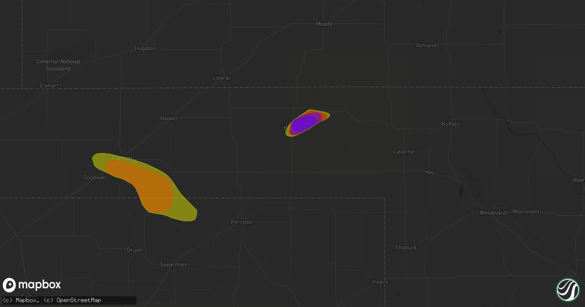 Hail map in Beaver, OK on June 24, 2018