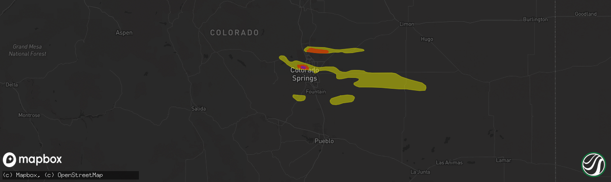 Hail map in Colorado Springs, CO on June 24, 2018