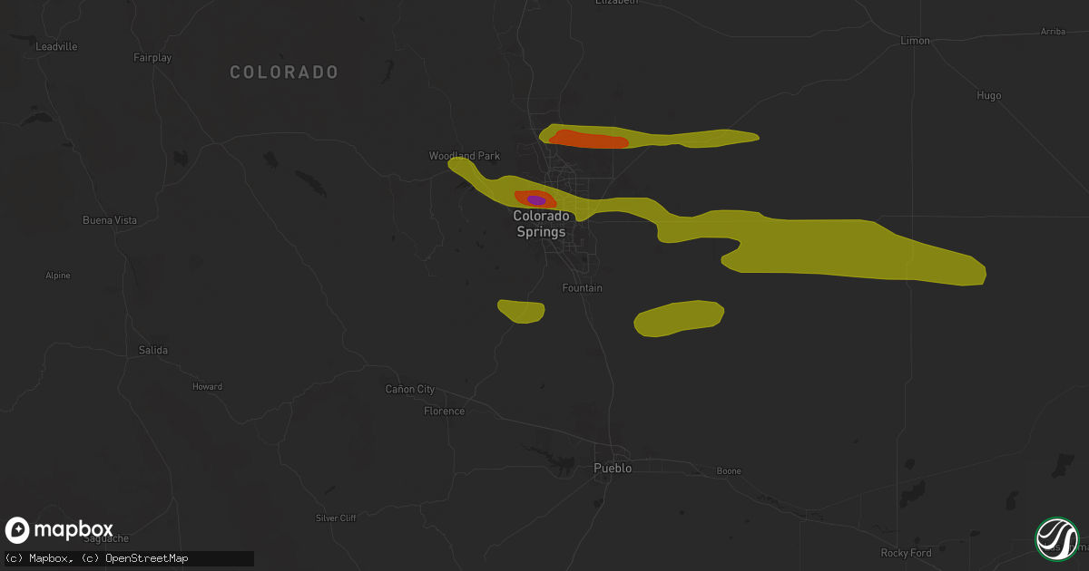 Hail map in Colorado Springs, CO on June 24, 2018