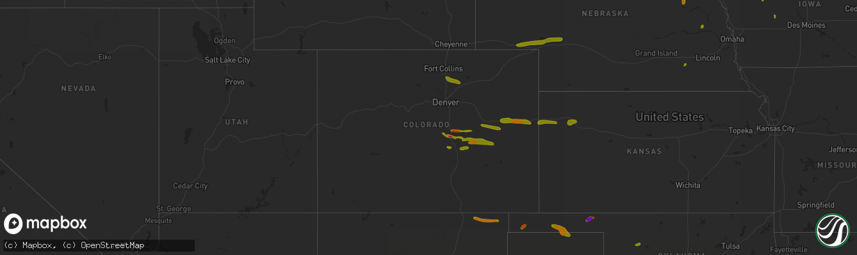 Hail map in Colorado on June 24, 2018