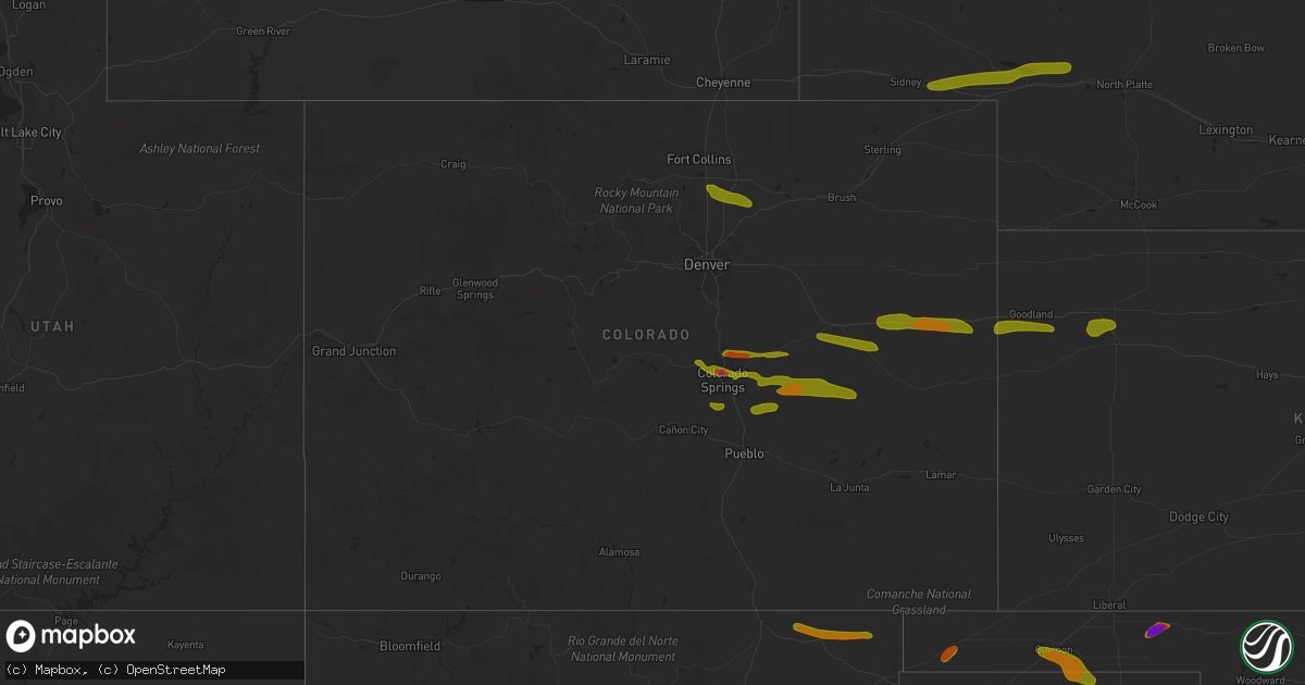 Hail map in Colorado on June 24, 2018