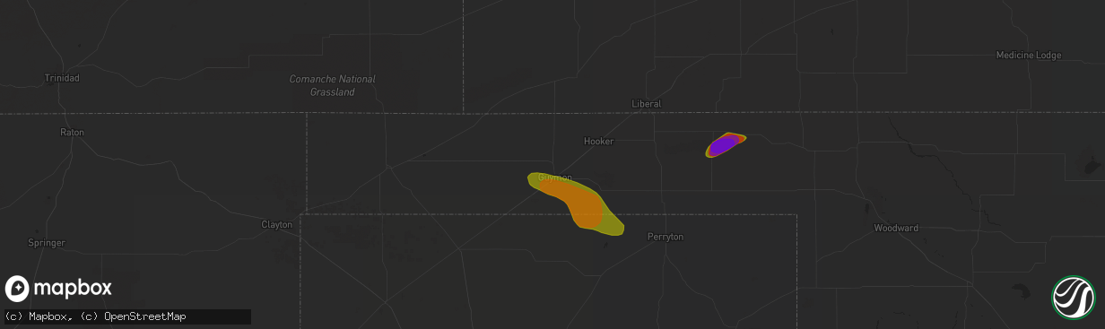 Hail map in Guymon, OK on June 24, 2018