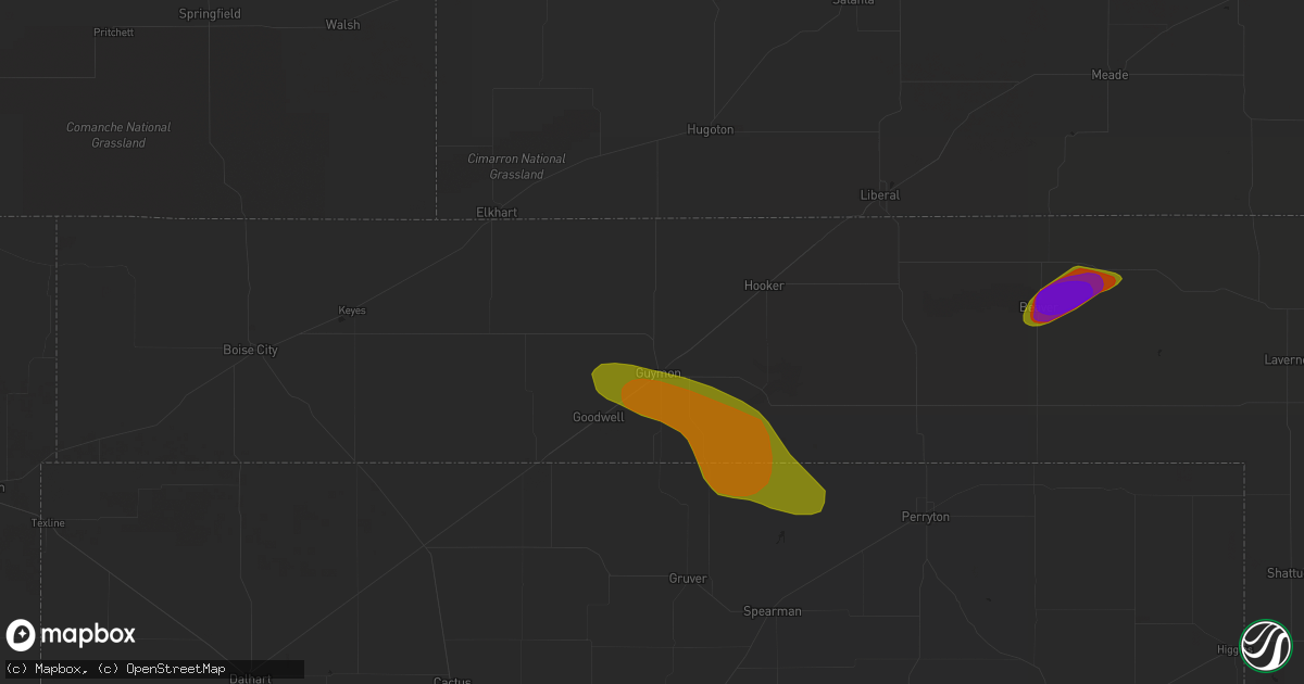 Hail map in Guymon, OK on June 24, 2018