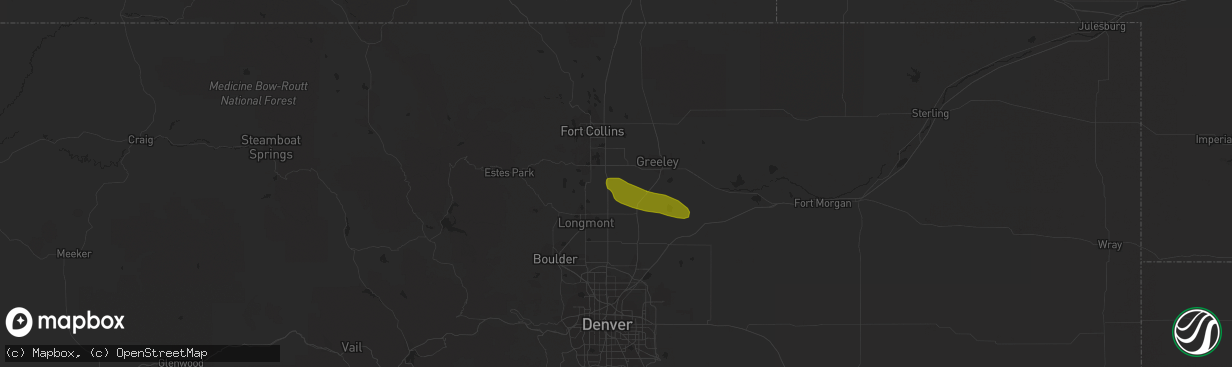 Hail map in Johnstown, CO on June 24, 2018