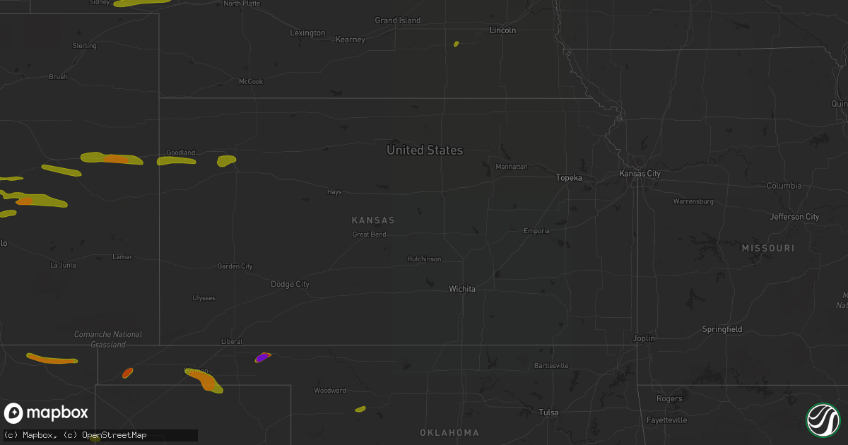 Hail map in Kansas on June 24, 2018