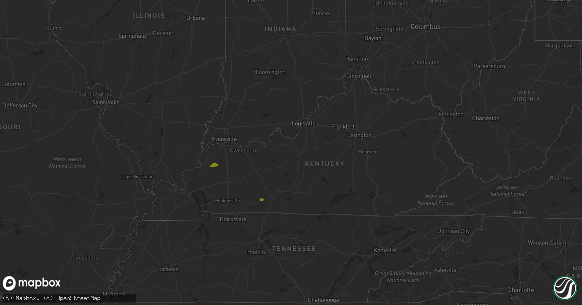 Hail map in Kentucky on June 24, 2018