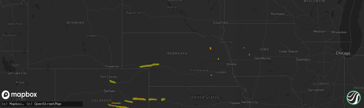 Hail map in Nebraska on June 24, 2018